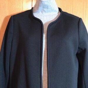NWOT Black Casual H&M Blazer Coat Jacket Open Front Lined Textured 14